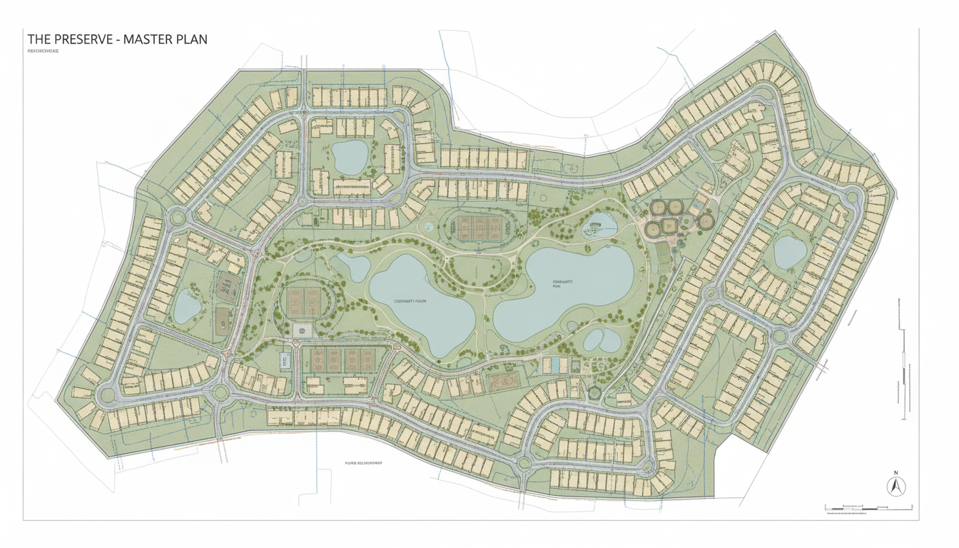Aerial masterplan of a SONO community development