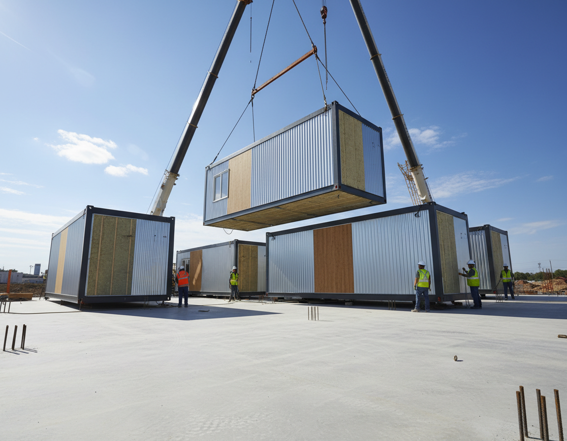 Modular pod being craned into place