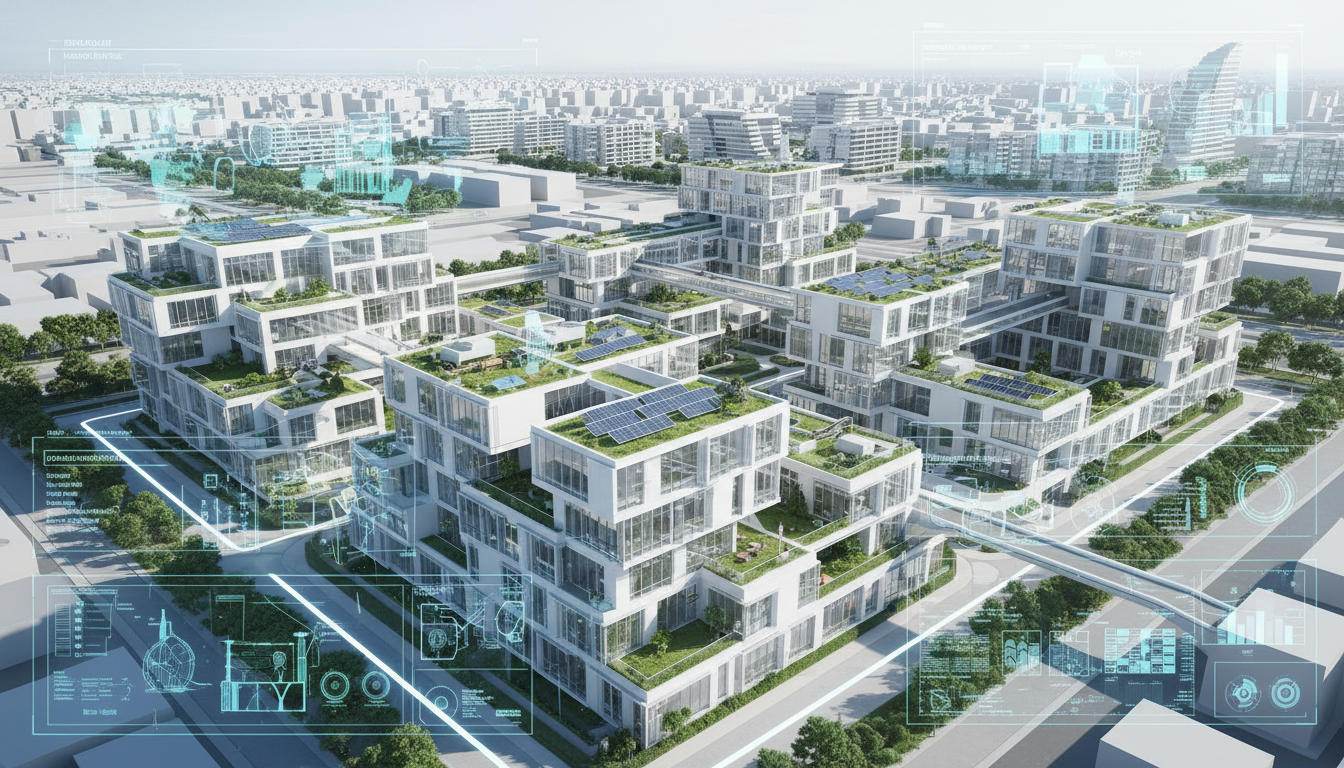 Aerial view of a modular housing site